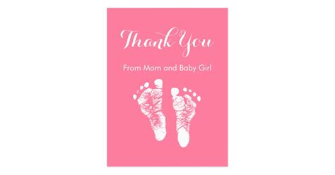 Baby Girl Thank You Cute Pink Newborn Footprints Postcard | Zazzle.com