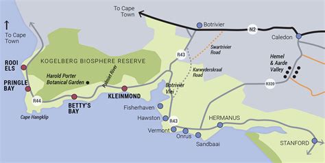 Map showing the Overberg towns - Holidayscape