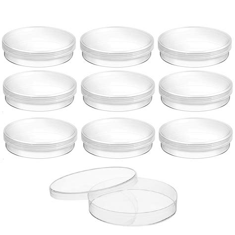 Buy HUAESIN 10 Pcs Plastic Petri Dish Transparent Sterile Petri Dishes Bacterial Culture Petri ...