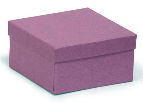 Square (deeper) recycled kraft purple gift box / purple recycled jewellery box 89 x 89 x 51mm ...