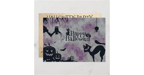 Halloween Party Black Cat Invitation Personalized | Zazzle