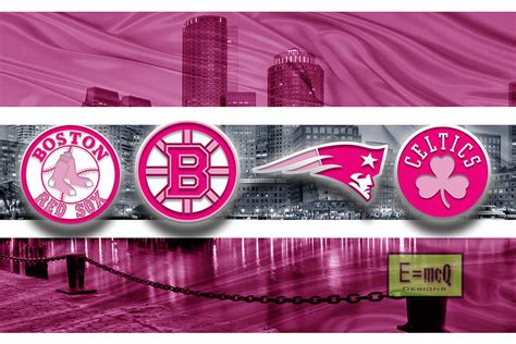 Boston Sports Teams Print, Pink Boston Sports Art, Boston Pink Sports – McQDesign