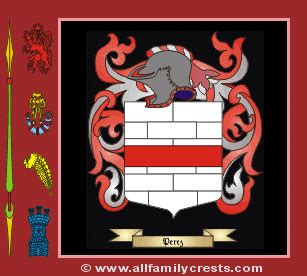 Perez family crest and meaning of the coat of arms for the surname ...