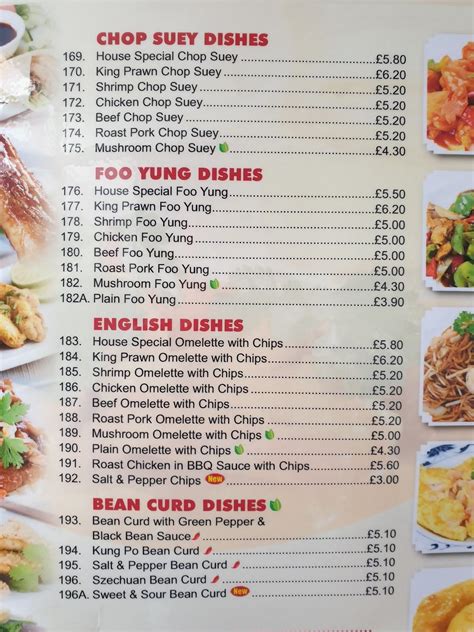 Menu at Golden Dragon restaurant, Burnham-on-Crouch