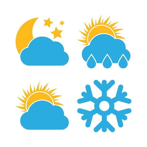 Set of four Weather Icons. Multicolored icons for different weather conditions. Vector ...