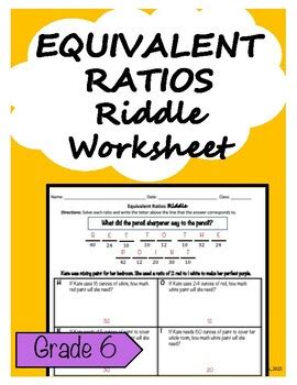 Equivalent Ratios Word Problems Riddle Worksheet by Ms Kue's Math