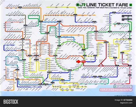 TOKYO, JAPAN - JULY 29, 2015: Train map of the Japan Railways lines ...