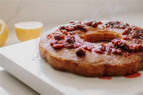 RECIPE: Crunchy Lemon Syrup Cake with Raspberry Compote