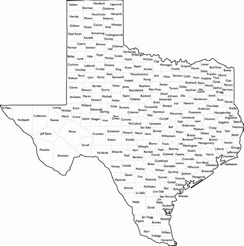 Texas County Map With Names - Texas County Map | Printable Maps