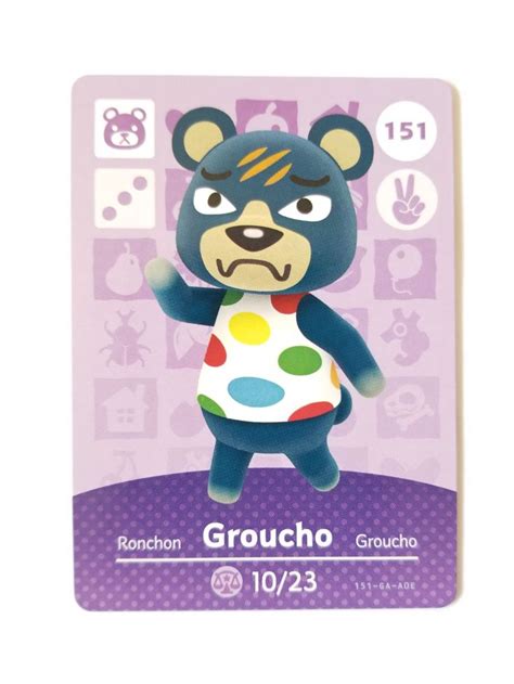 Animal Crossing Amiibo Card Groucho #151 | Mercari | Animal crossing ...