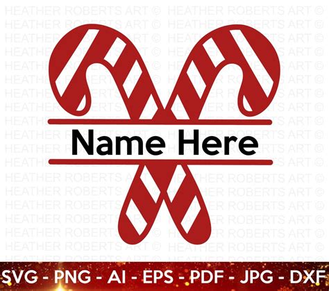 Candy Cane Monogram SVG, Candy Cane Name Frame SVG, Christmas Svg ...