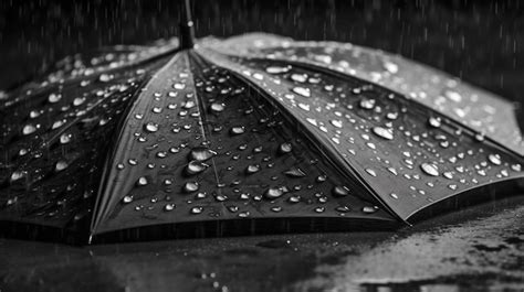 Premium Photo | Raindrops on an umbrella in the rain black and white ...