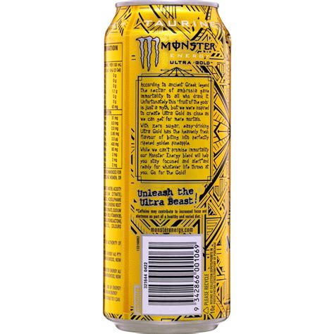 Monster Energy Ultra Gold Cans 500ml X 4 Pack | Woolworths