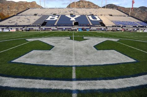 General View of LaVell Edwards Stadium And The Field Logo Before The Game Between The ...