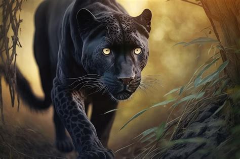 Premium Photo | Panther on the hunt stalking its prey