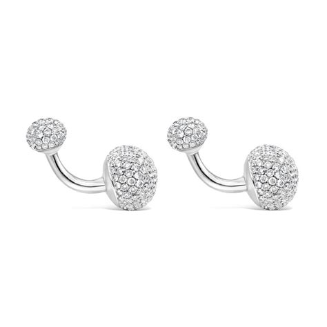 Diamond Encrusted Rounded Face Cufflinks For Sale at 1stDibs