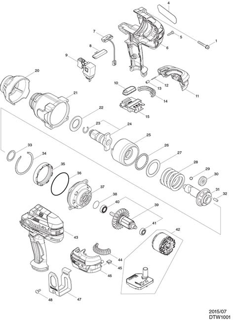 Makita DTW1001 Cordless Brushless 3/4'' Impact Wrench 18v Spare Parts ...