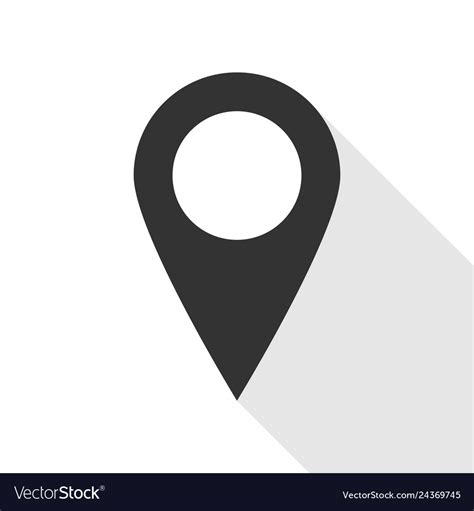 Pin tag location map with shadow in flat design Vector Image