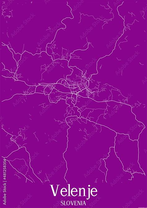 Purple map of Velenje Slovenia. Stock Illustration | Adobe Stock