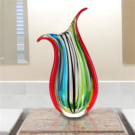 Dale Tiffany 16.5 in. Cambay Multi-Colored Hand Blown Art Glass Vase-AV12307 - The Home Depot