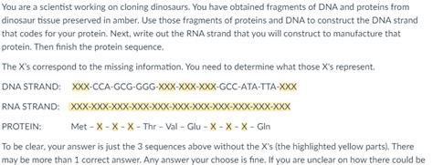 Solved You are a scientist working on cloning dinosaurs. You | Chegg.com