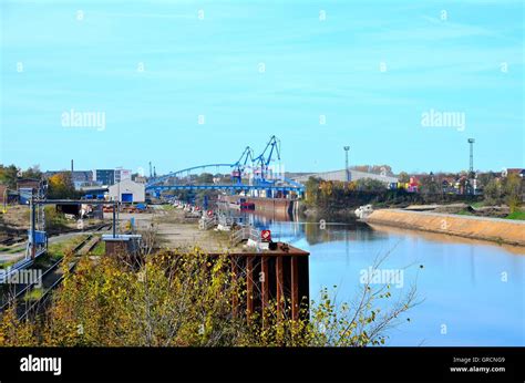 Riesa Inland Port On The River Elbe Stock Photo - Alamy