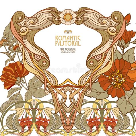 Art nouveau flowers plants stock vector. Illustration of artistic ...