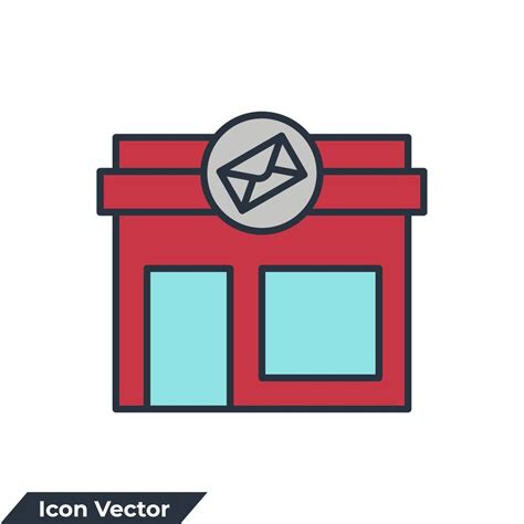 post office building icon logo vector illustration. post office symbol ...