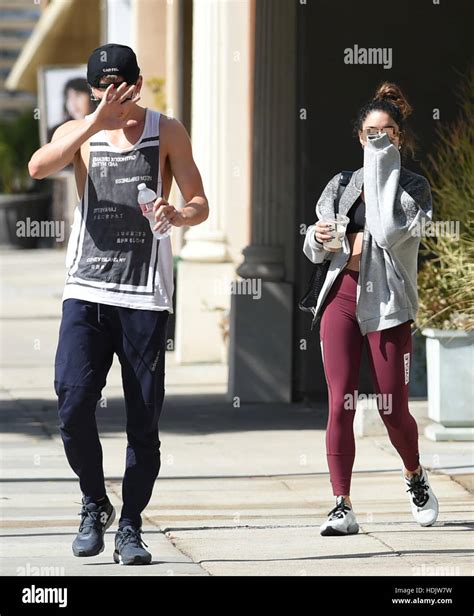 Vanessa Hudgens and Austin Butler finish a workout Featuring: Vanessa Hudgens, Austin Butler ...