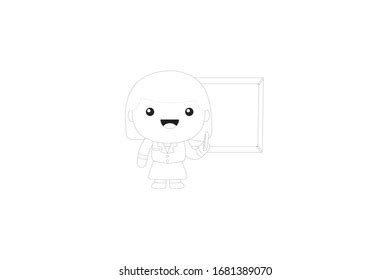 Teacher Girl Profession Vector Outline Illustration Stock Vector (Royalty Free) 1681389070 ...