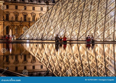 The Louvre Palace and the Pyramid by Night As Entrance Inside Louvre ...