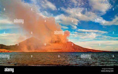 Eruption of Tavurvur volcano, Rabaul, New Britain island, Papua New ...