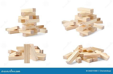 Wooden Blocks for Jenga Tower on White Background Stock Photo - Image of construction ...