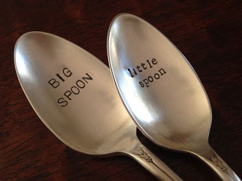 Big Spoon Little Spoon Wedding Spoons Hand Stamped Vintage