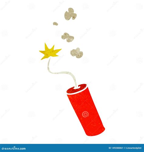 Retro Cartoon Doodle of a Lit Dynamite Stick Stock Vector ...