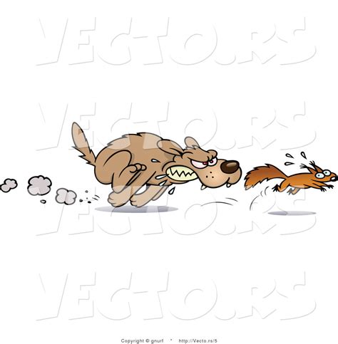 Vector of a Mean Cartoon Dog Chasing a Squirrel by gnurf - #5