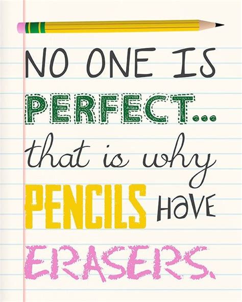 No One is Perfect...that is Why Pencils Have Erasers. Teacher Sign. Motivating Classroom Decor ...