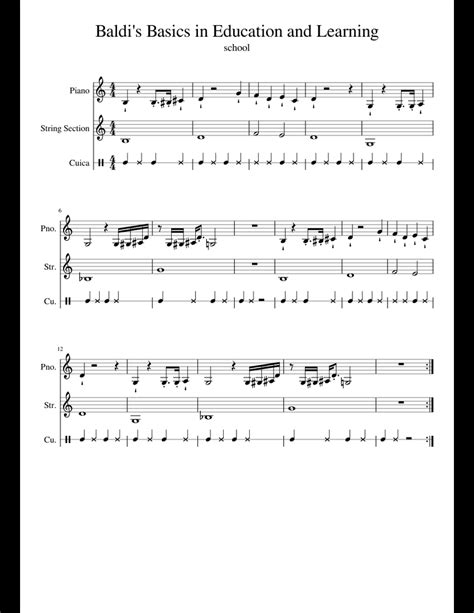 School-Baldi's Basics in Education and Learning sheet music for Piano, Strings, Percussion ...