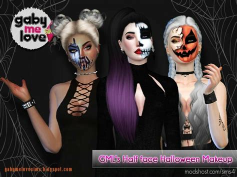 Makeup: GML's Half face Halloween Face Paint Sims 4 Mod - ModsHost