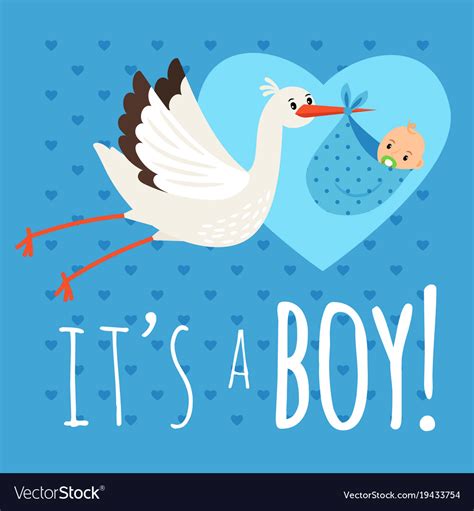 Stork with baby boy Royalty Free Vector Image - VectorStock