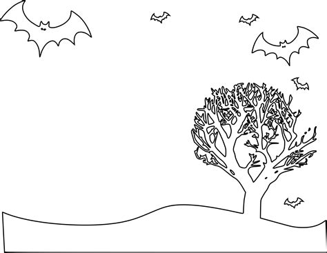 Clipart - Halloween Landscape Coloring Page
