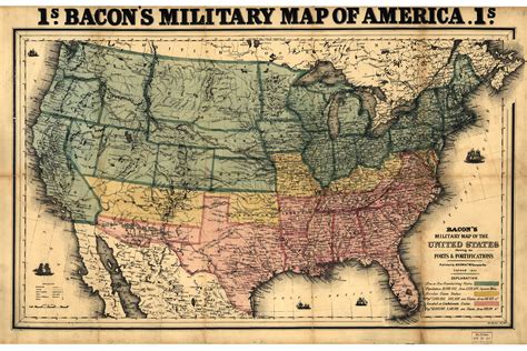 Map of Civil War Forts & Fortifications; 1862 Bacon's Military Map of America | eBay