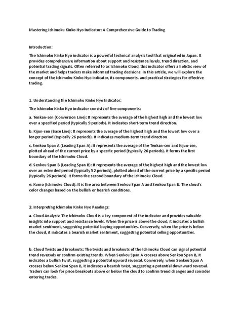 Mastering Ichimoku Kinko Hyo Indicator | PDF | Market Trend | Financial Markets