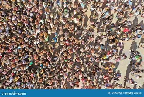 Aerial. Crowd of People. View from Drone Stock Photo - Image of body, throng: 134933928