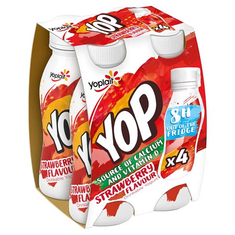 Yop Strawberry Flavour Drinkable Yogurt 4 x 180g (720g) | Yogurt Drinks ...