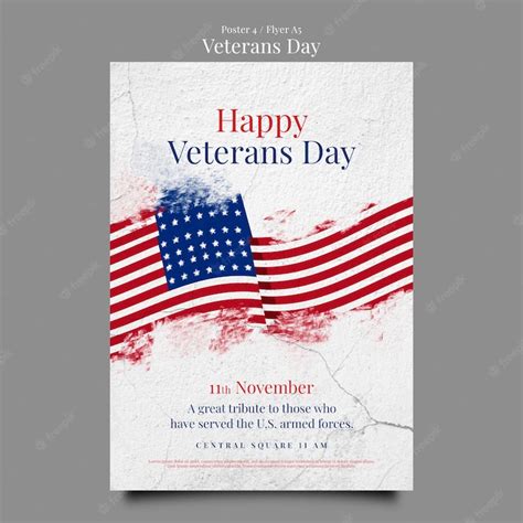 Free PSD | Veterans day vertical poster template with cracked concrete texture