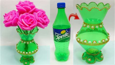 Plastic bottle vase Craft idea/Diy new Design bottle flower vase/Foam ...