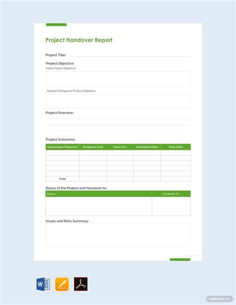 Project Handover Report Template in Word, Pages, PDF, Google Docs - Download | Template.net