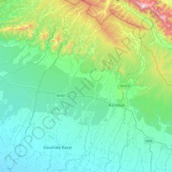 Bardibas topographic map, elevation, terrain