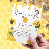 Watercolor Yellow Honey Sunflower Bee Baby Shower Invitation | Zazzle
